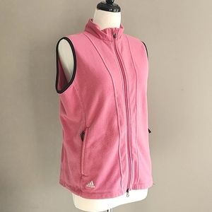 Adidas Women's Pink Fleece Zippered Climawarm Vest Sz Large